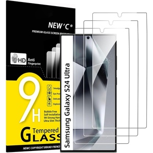 image:imageNEWC 3 Pack Designed for Samsung Galaxy S21 5G 62 Screen Protector Tempered Glass ScratchProof BubbleFree Ultra Resistant 026 mm HD Ultra Transparent 9H Hardness GlassS24 Ultra 68 inches