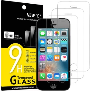 image:imageNEWC 3 Pack Designed for iPhone 5 iPhone 5S iPhone 5C Screen Protector Tempered Glass Case Friendly Scratch ResistantBubbleFree Ultra Resistant